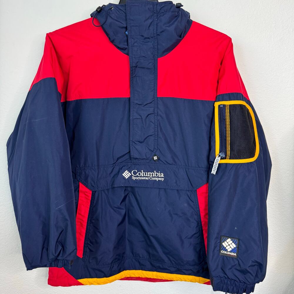 Columbia Vintage 80's Men’s Navy & Red Hooded Windbreaker Jacket